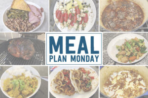 Meal Plan Monday logo in the center surrounded by photos of various dinners